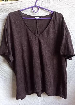 Льняная трикотажная оверсайз футболка h&m