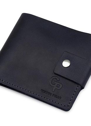 Мужское компактное кожаное портмоне темно-синий grande pelle 11519