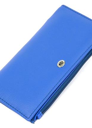 Практичний шкіряний гаманець блакитний st leather 19379