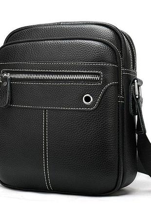 Сумка кросс боди мужская кожаная черная через плечо vintage 20018