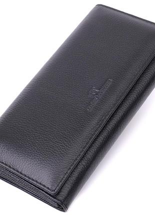 Удобный женский кошелек из натуральной кожи черный st leather 22523