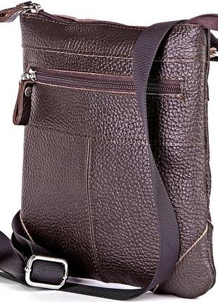 Мужская кожаная сумка через плечо мессенджер коричневая кросс боди shvigel 11014