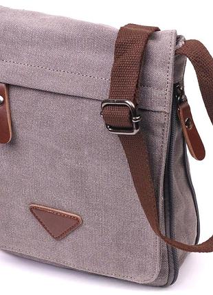 Мужская текстильная сумка через плечо серый кроссбоди vintage 21266