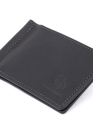 Стильный зажим для денег без застежки черный grande pelle 11294
