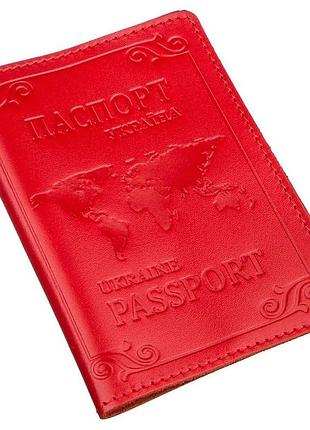 Кожаная обложка на паспорт с картой и рамкой красная shvigel 13981