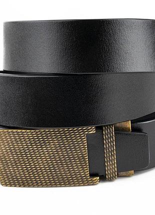 Ремень мужской с латунной пряжкой черный vintage 20331