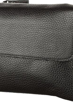 Сумка кросс боди мужская кожаная черная через плечо shvigel 11038