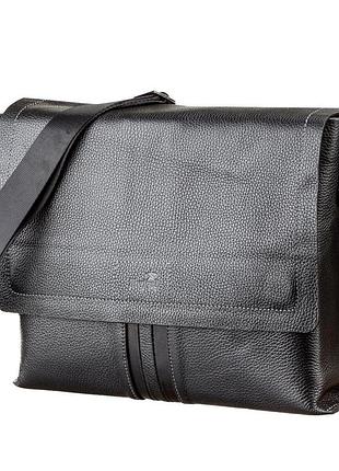 Сумка кросс боди мужская кожаная черная через плечо shvigel 11106