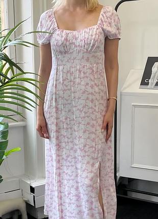 Плаття віскоза міді біле з рожевим primark 40 42 l xl