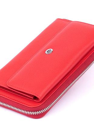 Кошелек с кармашком на лицевой стороне женский красный st leather 19366