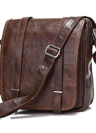 Шкіряна сумка крос боді чоловіча месенджер через плече коричнева  vintage 14093