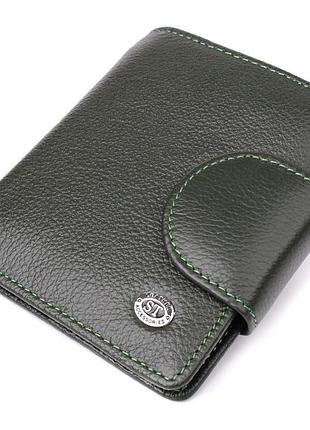 Вертикальный женский кошелек из натуральной кожи st leather 23070 зеленый