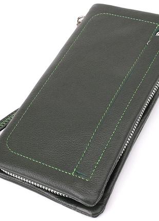 Стильный кошелек-клатч для женщин с отделением под телефон 20х10, 5х2см st leather 23103 зеленый