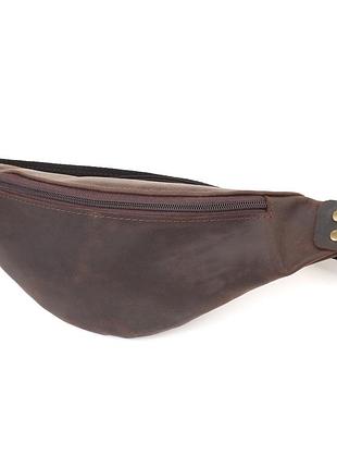 Мужская бананка винтажная кожаная коричневая 29×11×4,5 см shvigel 23130