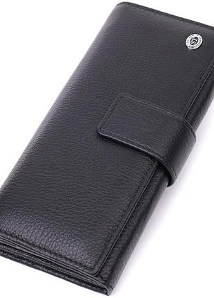 Надежный женский кошелек из натуральной кожи черный st leather 22548