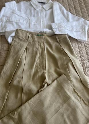 Штани брюки широкого крою на основі льону від benetton