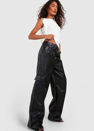 Брюки палаццо карго під шкіру з кишенями широкі штани