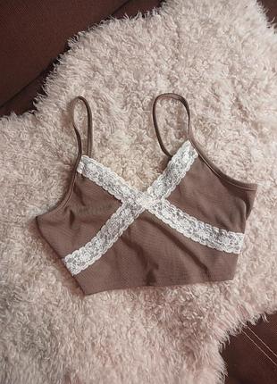 Топ в рубчик, топ з мереживом