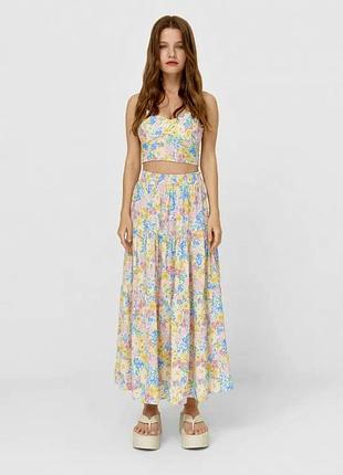 Женская юбка винтаж миди длинная разноцветная женка мыда винтаж ретро stradivarius s m с