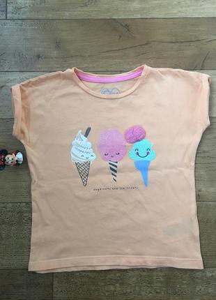 Яркая футболка на девочку 1,5-2 годика mother care мороженное хлопок