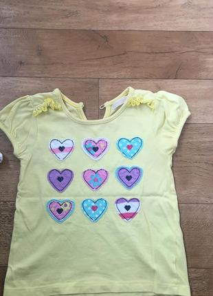 Яркая футболка хлопок на девочку 1,5-2 годика сердечки