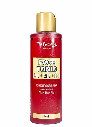 Тонік для обличчя з кислотами aha bha pha top beauty face tonic 200 мл