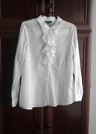 Белая хлопковая блузка с воланами biaggini нюанс