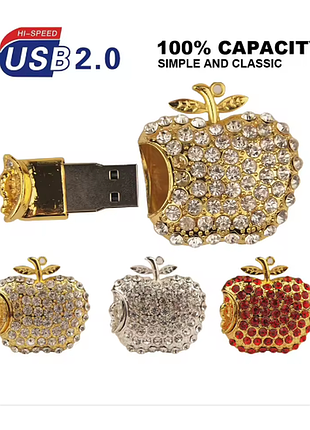 Usb флеш-накопитель, украшение в форме яблока, 2.0 diamond memory stick, 4 гб.