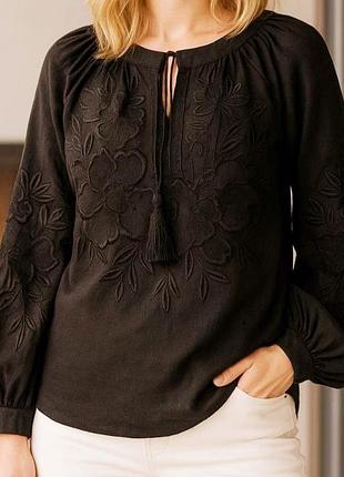 Колоритная блуза вышиванка, украинская вышиванка, этатно рубашка с вышивкой