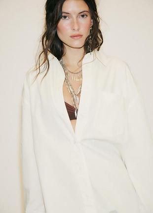 Сорочка біла поплінова zara 3