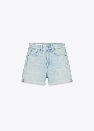 Бермуды женские джинсовые высокая посадка zara
