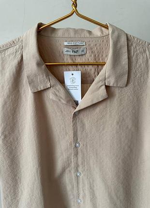 Шикарная, летняя, хлопковая рубашка f&amp;f бежевого цвета, размер - xl