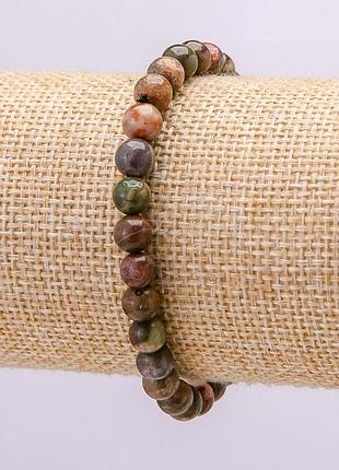 Браслет на резинке из натурального камня яшма пикассо