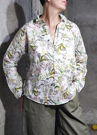 Блузка блуза оверсайз прямая свободная хлопок цветы цветочный легкая воздушная невесомая