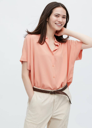 Жіноча вільна легка сорочка uniqlo з коротким рукавом