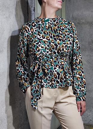 Блузка блуза леопард нарядная свободная прямая рисунок