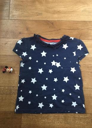 Модная футболочка хлопок на девочку 2-3 годика звезды