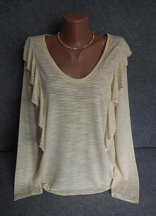 Свободный лонгслив с воланами с горчично-белую полоску 52-54 размера