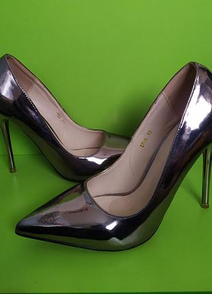 Серебристые туфли на шпильке sexy fairy, 37