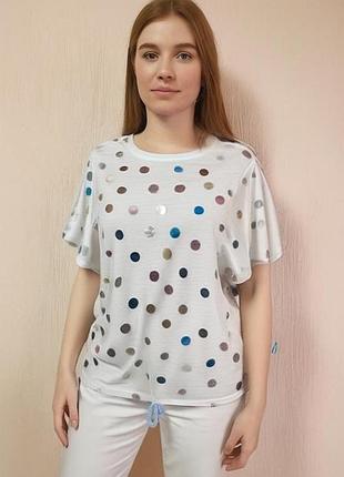 132. волшебная блузка из нежной органзы в яркий принт современного бренда из крупнобритани qed london