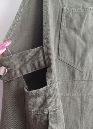 Джинсовый сарафан хаки 3