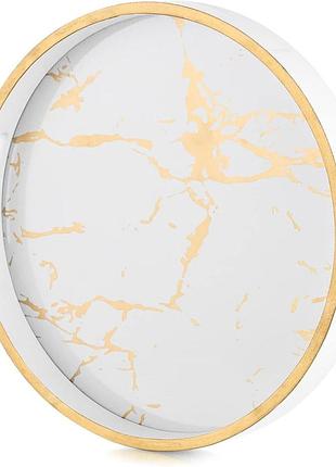 Круглый декоративный кофейный поднос hanobe: мраморный круглый сервировочный поднос с ручками, подносы для бар