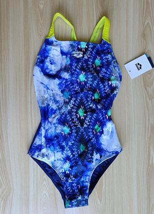 Женский слитный купальник arena 005029670 w patchwork swim pro back one piece navy-soft green-multi