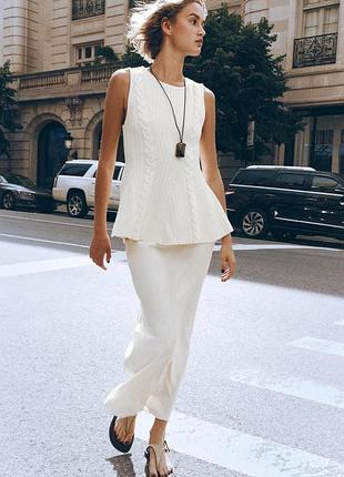 Топ женский белый с баской и косичками zara