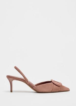 Туфли женские открытые с украшением розовые zara