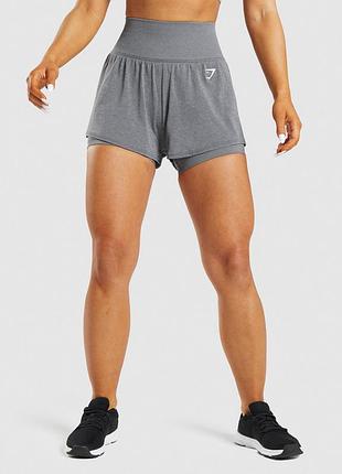 Gymshark flex   женские спортивные шорты 2в1