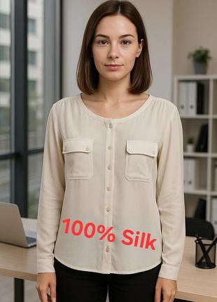 Крутая женская шёлковая блузка цвета шампань, 💯 оригинал, молниеносная отправка