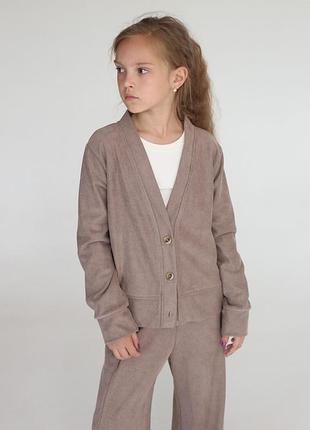 Кофта-кардиган з еко-замшу для дівчинки в школу