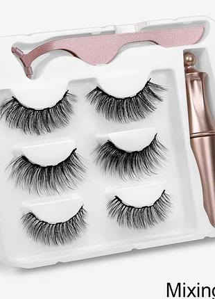 Набір накладні магнітні вії+підводка+пінцет magnetic lashes 5 магнітів