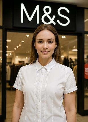 Блуза жіноча marks & spencer біла розмір l, елегантна, ідеальний стан